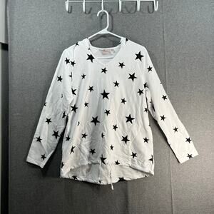 Quacker Factory French Terry Star Bright Hoodie White Size XX-Small